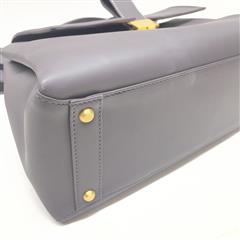 BOTTEGA VENETA LEATHER TOP HANDLE CROSSBODY BAG GRAY